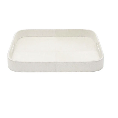 WHITE COWHIDE TRAY