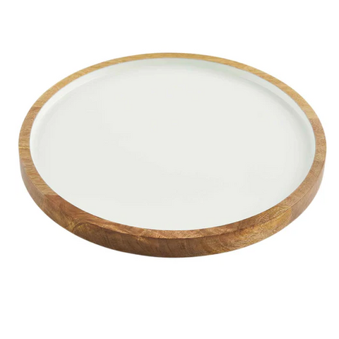 WOOD & WHITE LACQUER PLATTER