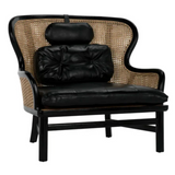 BERGERE BLACK LEATHER ARMCHAIR