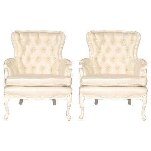 Pair of Tufted Cream Chairs
