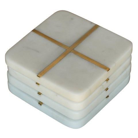 MARBLE & BRASS SQUARE COASTERS
