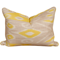 Yellow & Taupe Ikat Pillow