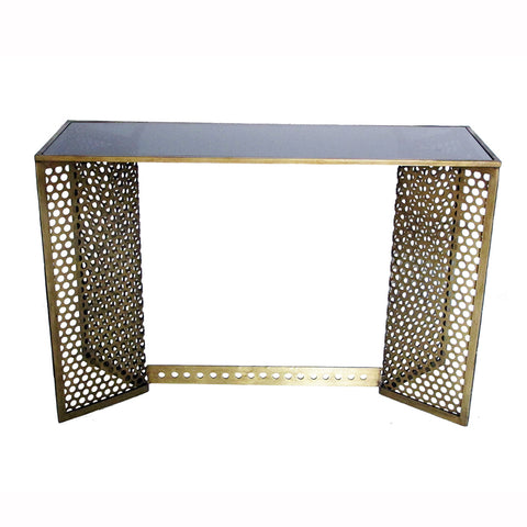 Perforated Brass Frame Console