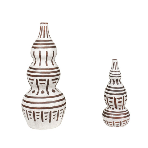 LINEAR BROWN AND WHITE VASE