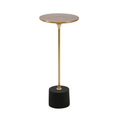 SMALL BRASS AND BLACK DRINK TABLE
