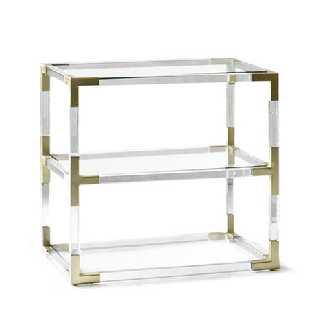 Lucite & Brass 3-Tier Side Table