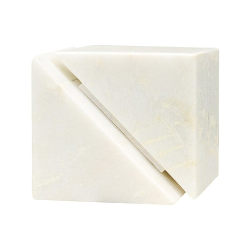 Geometric White Marble Cube