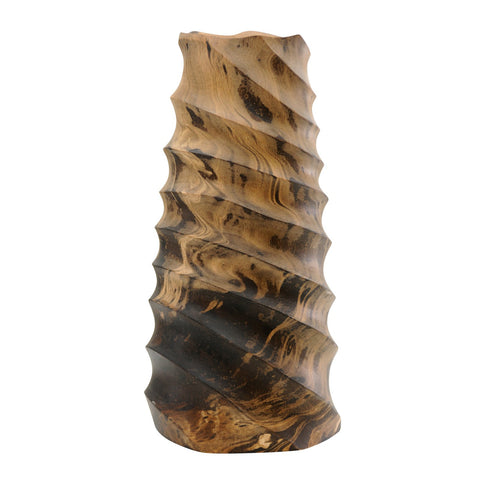 Ribbed Wood Vase